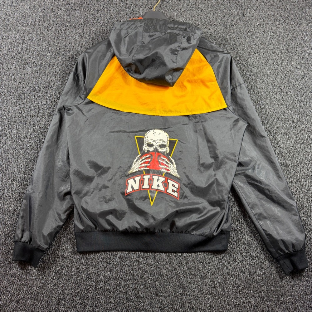 Nike Basketball Hoodie Windbreaker Black Yellow Colorblock Skull Basketball Sz M
